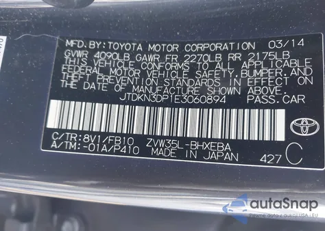 2014 Toyota Prius Plug-In from USA, damaged, VIN JTDKN3DP1E3060894